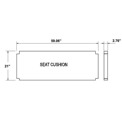 73955CV4 Swinging Bench Cushion with 4 corner cut out for the teak swinging bench autocad aerial view on a white background 