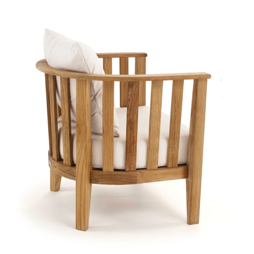 12170dp Kafelonia teak club chair with cushions side view on white background