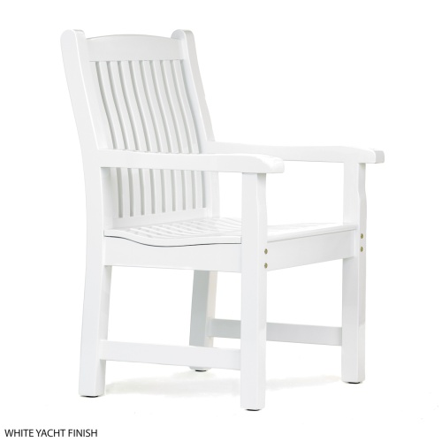 veranda dining chair facing right with white poly finish