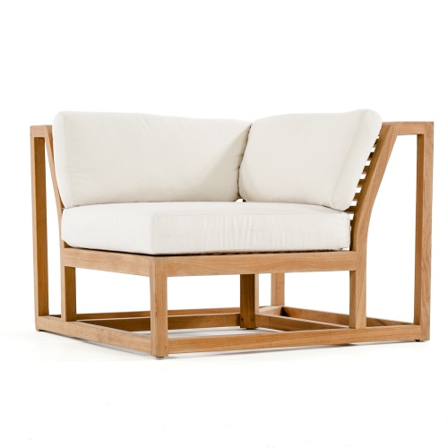 12800 maya teak corner frame with cushions front angle view on white background