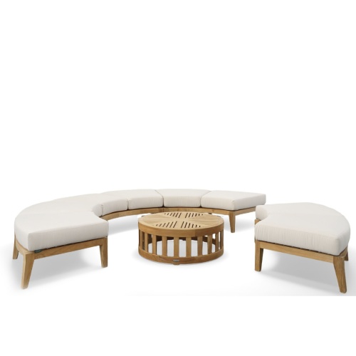 13342DP Kafelonia Backless Curved Sofa Sectional with Club Chair and coffee table with optional cushions on white background