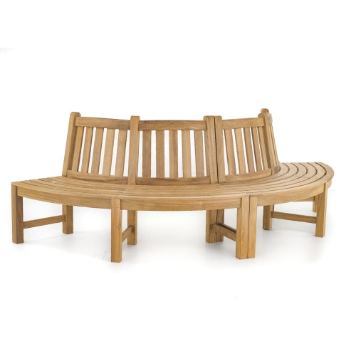 13691ST Buckingham Teak Tree Hugger Bench two sections together on white background