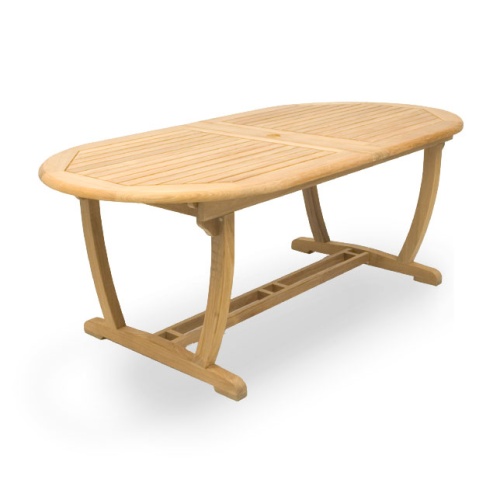 15504RF Montserrat Teak Table Refurbished side angled view in closed position on white background