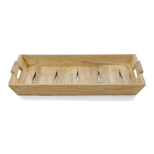 17440TO Butler teak Serving Tray side view on white background