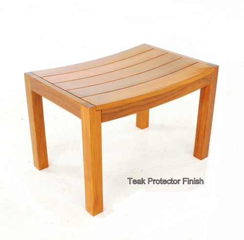 18625 Pacifica Stool with teak protector finish angled view on white background