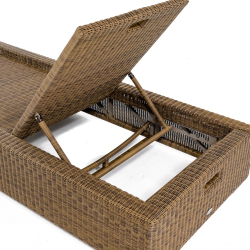 30002SG Malaga Chaise Lounger back angled view showing closeup of multi positional reclining mechanism on white background