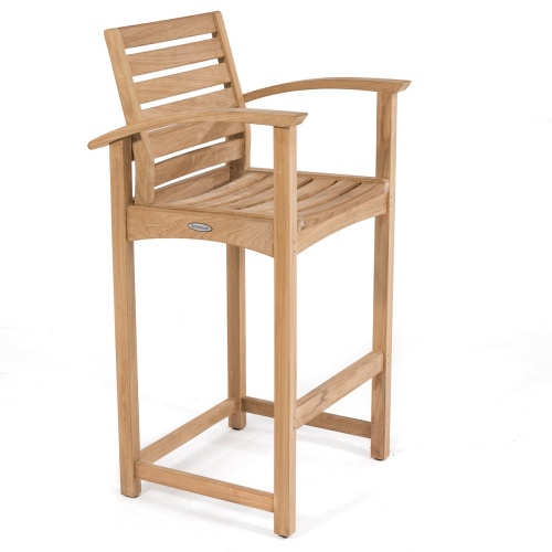 70013 Somerset teak barstool right side angled view on white background