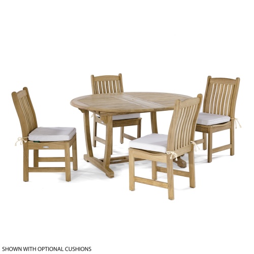 70031 Martinique Veranda 5 piece Dining Set with optional seat cushions angled side view on white background