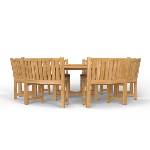 70067 Buckingham teak Curved Bench Dining Set in side profile view on white background