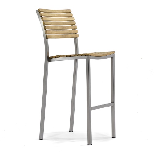 70167 Vogue stainless steel and teak bar stool right angled view on white background