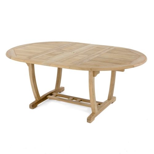 70306 Martinique teak extension dining table side angled view on white background