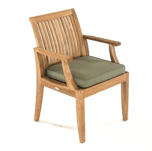 70422 Pyramid teak dining arm chair with optional canvas chair cushion on white background
