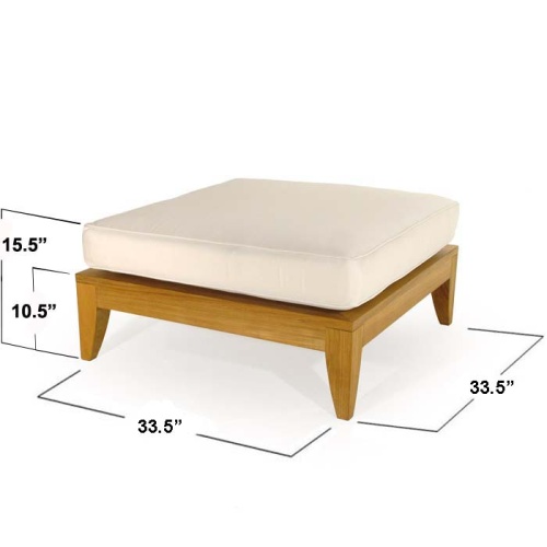  70433 aman dais teak ottoman sectional with cushion autocad side angle view on white background