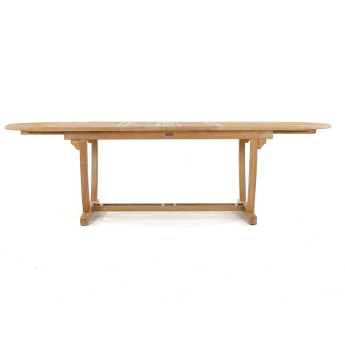 70446 Montserrat oval teak extendable table angled side profile view on white background 