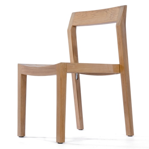 70457 Horizon teak dining side chair front angled view on white background