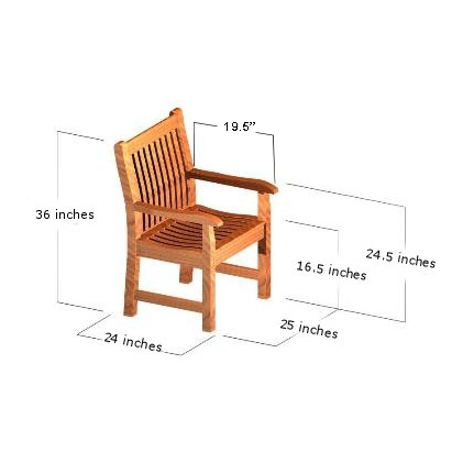 70483 Veranda teak dining armchair autocad angled right side view on white background