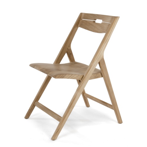 70513 Surf teak folding side chair left side angled view on white background