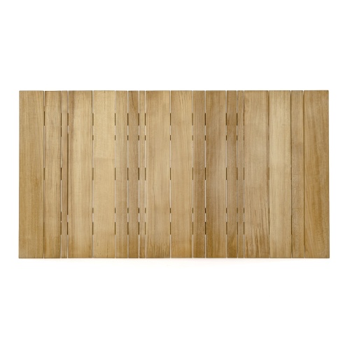 70528 Surf teak 60 inch rectangular dining table aerial view of table top on white background