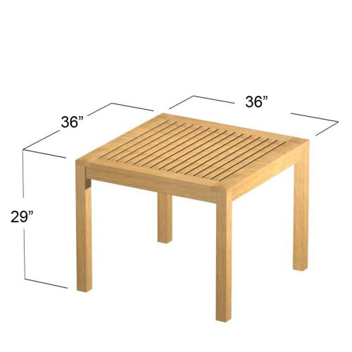 70557 Teak 36 inch square dining table autocad angled aerial view on white background 