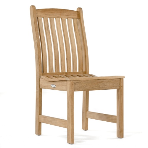  70709 Veranda Pyramid teak side chair facing front right side angled on white background