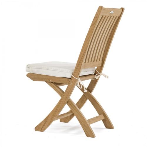image of 11602S Barbuda Folding Side Chair angled view with canvas color cushion rear angled view  on white background