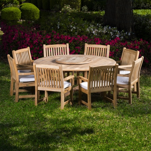 70454 Surf Buckingham Dining Set for 8 on grass field with trees in background