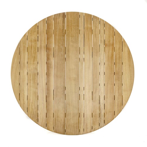 15916 Surf 42 inch Round Teak Table aerial view of table top on white background