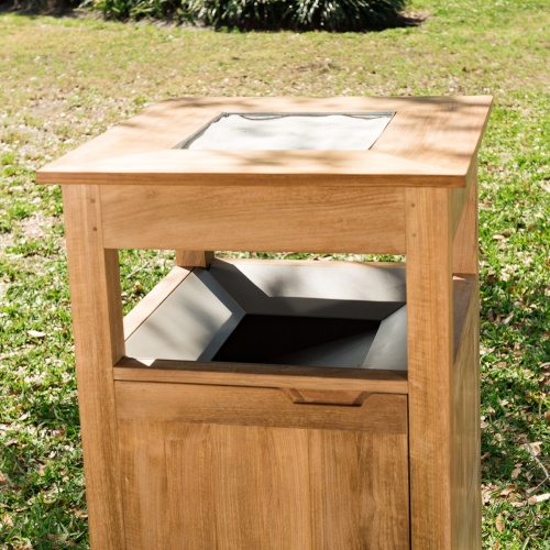 wooden trash can with lid