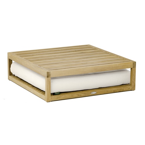 18800DP Maya Ottoman with cushion stored on bottom shelf in angle view on white background