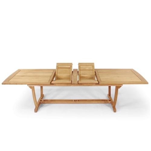 70205 Veranda Barbuda Dining table showing dual butterfly leaf extensions folded out side view on white background