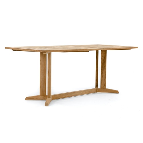 70288 Pyramid rectangular Teak Dining Table angled side view on white background