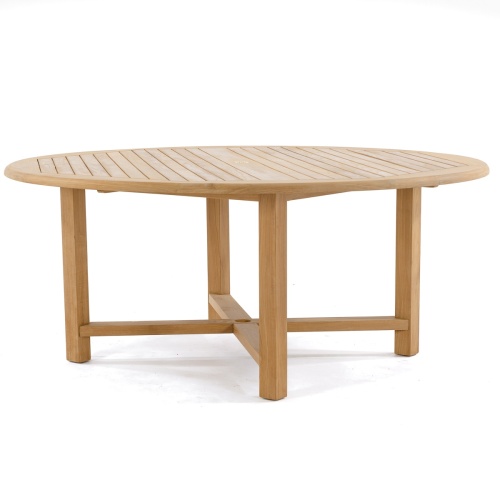 15348 Buckingham Teak 6 ft Round Table angled on white background 