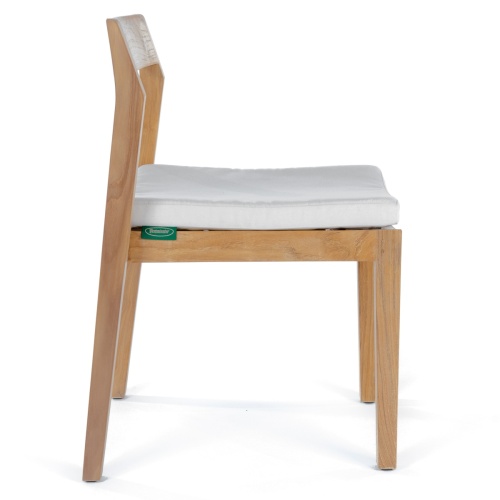 70457 Horizon teak dining side chair with optional seat cushion side view on white background