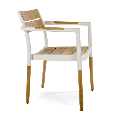 70468 Bloom teak and powder coated aluminum dining chair side view on white background