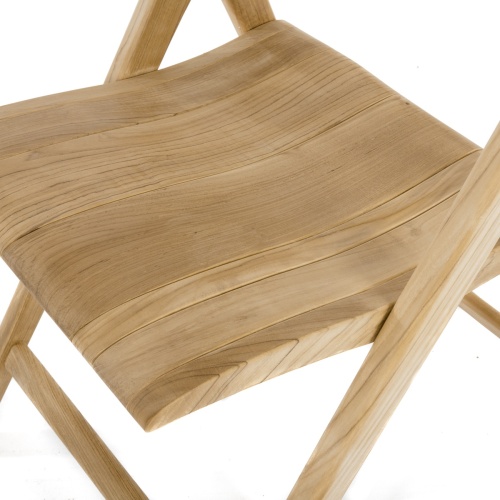 70513 Surf teak folding side chair closeup view of chair seat on white background