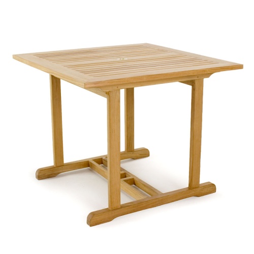 70651 Odyssey teak 36 inch square table corner angled view on white background