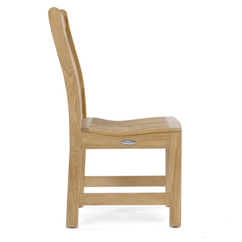 70709 Veranda Pyramid teak side chair right side profile view on white background