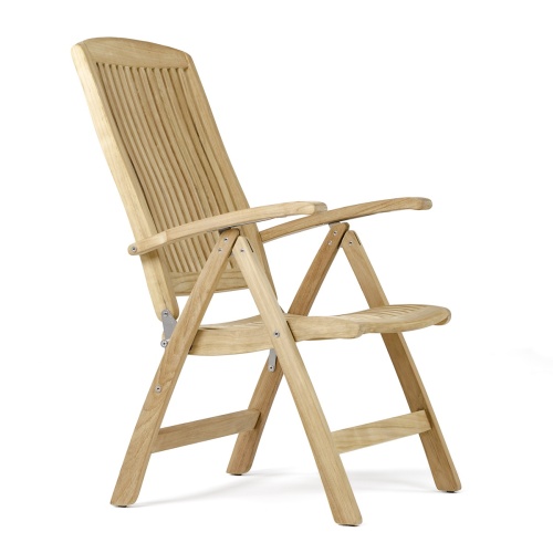 12569S Barbuda teak reclining Chair in side angled view on white background