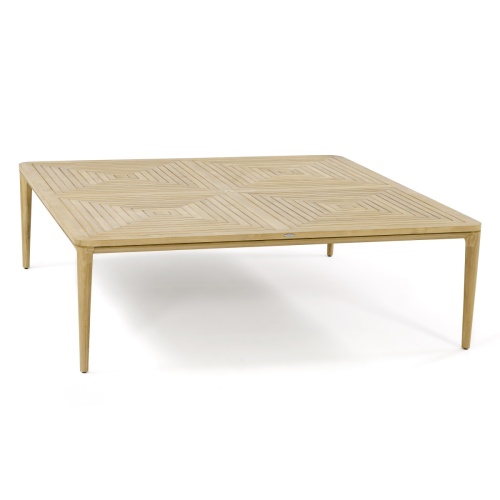 70801 Pyramid Teak Square Table angled side view on white background