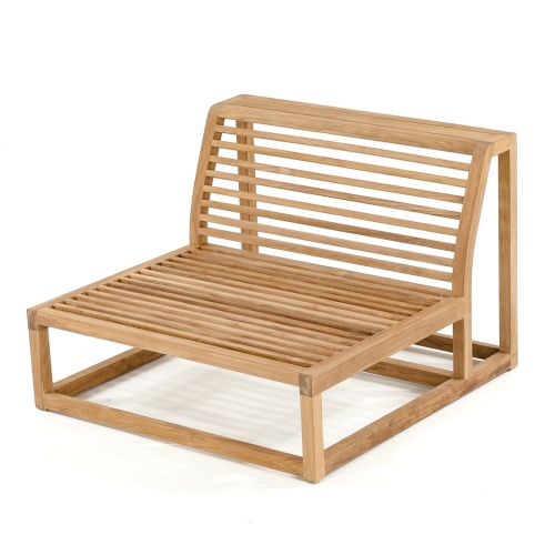 70821 maya deep seating slipper chair teak frame top angle view on a white background
