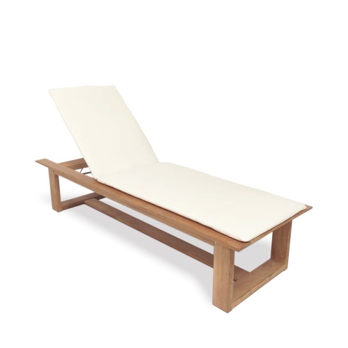70861 Horizon teak high lounge chaise with optional cushions side profile showing backrest in upright position on white background