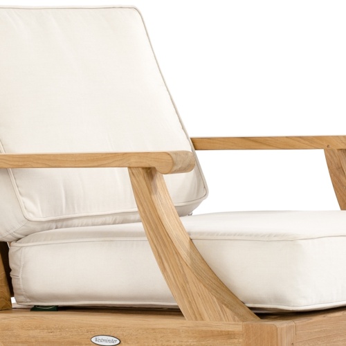 70871 Laguna teak 84 inch long sofa with cushions angled on white background
