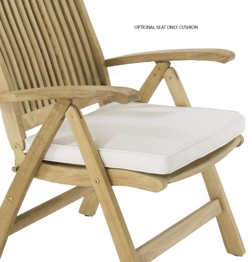 70894 Barbuda Recliner Chair side angled view with optional canvas color cushion on seat with white background