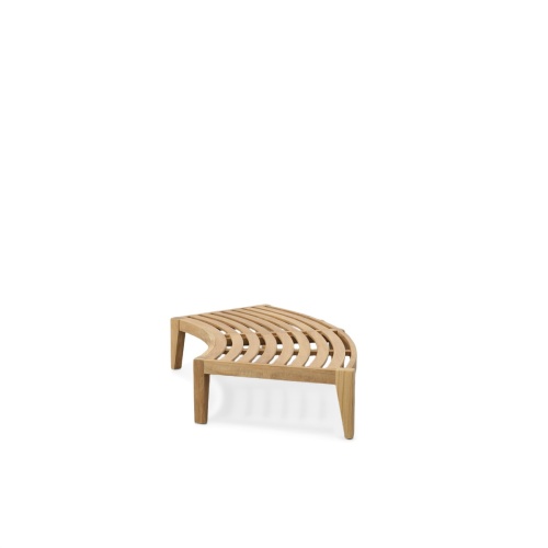 13342DP Kafelonia Backless Curved Sofa Sectional Teak Frame showing angled end view on white background 