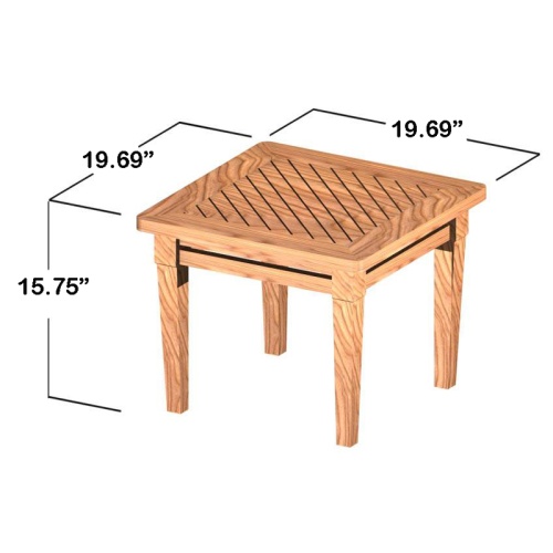 14125 Brighton Teak Side Table autocad angled side view on a white background