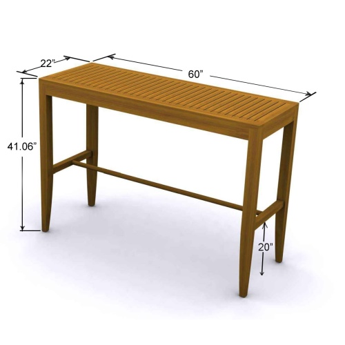 15821 Laguna 5 foot Teak Rectangular Bar Table autocad on white background