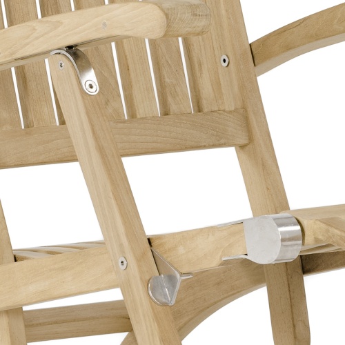 16411s Barbuda Captain Steamer closeup of teak armrest on white background