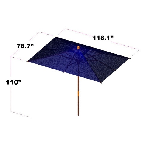 17640 grand ten foot rectangular teak umbrella autocad on white background