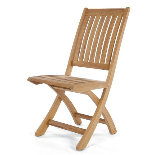 70026 Buckingham Barbuda teak folding side chair front angled view on white background