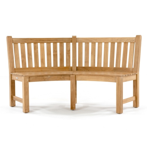 70067 Buckingham teak curved 6 foot bench front view on white background